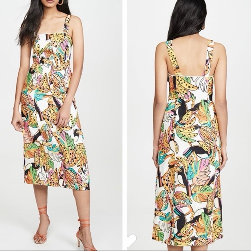 FARM RIO Crazy Tucanos Linen Dress (105)